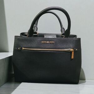 Michael Kors Black Satchel with Gold Accents